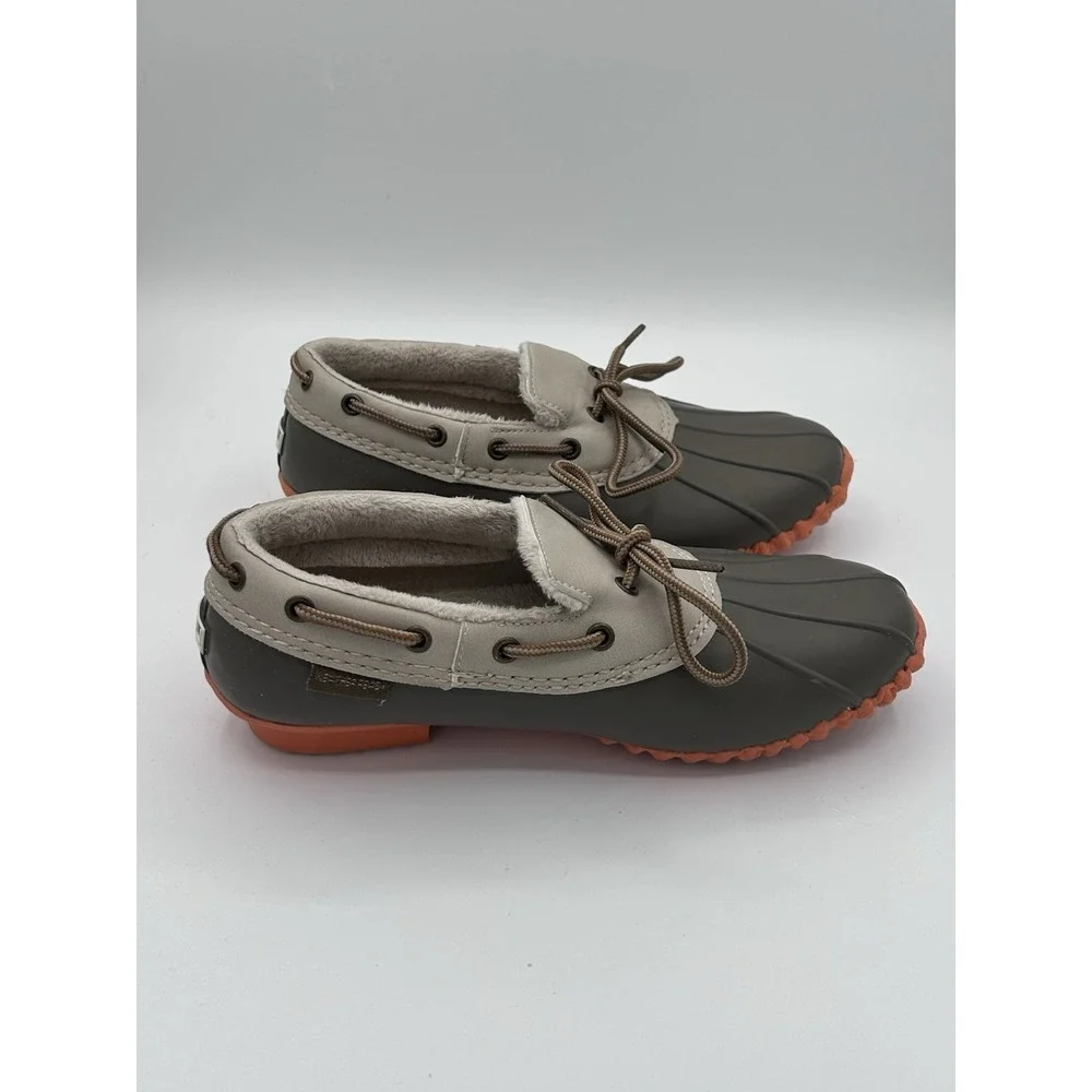 JBU Jambu Gwen Weather Ready Slip On Rubber Duck Shoes-Size 6.5-Gray/Orange/Fur